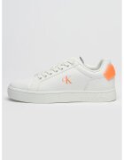 Calvin Klein Jeans Pantofi sport de piele si piele ecologica cu logo - Alb/Portocaliu