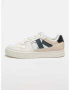 Calvin Klein Jeans Pantofi sport de piele si piele intoarsa - Alb optic/Bej deschis