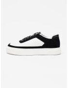 Calvin Klein Jeans Pantofi sport de piele si piele intoarsa cu perforatii - Alb/Negru