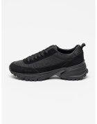Calvin Klein Jeans Pantofi sport demiwedge cu garnituri de piele intoarsa - Negru/Gri inchis