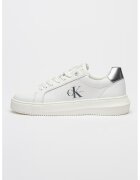 Calvin Klein Jeans Pantofi sport din piele cu logo - Alb optic/Argintiu
