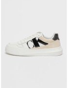 Calvin Klein Jeans Pantofi sport din piele cu sireturi - Alb/Alb fildes/Negru