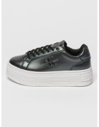 Calvin Klein Jeans Pantofi sport flatform de piele si piele ecologica - Gri inchis