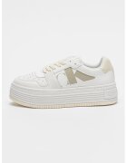 Calvin Klein Jeans Pantofi sport flatform din piele si piele ecologica - Bej/Alb optic