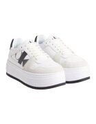 Calvin Klein Jeans Pantofi sport flatform din piele si piele intoarsa - Alb/Negru