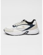 Calvin Klein Jeans Pantofi sport low-cut cu garnituri de piele ecologica - Alb/Albastru ultramarin/Grej