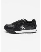 Calvin Klein Jeans Pantofi sport low-cut de piele cu insertii de piele intoarsa - Alb/Negru