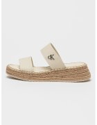 Calvin Klein Jeans Papuci cu talpa wedge si monograma metalica discreta - Crem