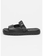 Calvin Klein Jeans Papuci din piele cu catarama decorativa - Negru