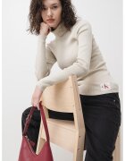 Calvin Klein Jeans Pulover cu guler inalt si aplicatie logo - Grej