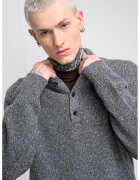 Calvin Klein Jeans Pulover din amestec de lana cu fenta cu nasturi - Gri melange