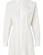 Calvin Klein Jeans Rochie camasa cu lunga - Bumbac - Crem - Alb