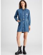 Calvin Klein Jeans Rochie de denim cu buzunar pe piept - Albastru inchis