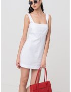 Calvin Klein Jeans Rochie mini de buumbac si in - Alb optic