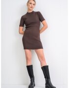 Calvin Klein Jeans Rochie-pulover cambrata cu aspect striat - Bleumarin/Verde melange inchis