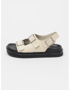 Calvin Klein Jeans Sandale din piele cu talpa flatform si catarame - Alb fildes