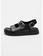 Calvin Klein Jeans Sandale din piele cu talpa flatform si catarame - Negru