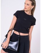 Calvin Klein Jeans Tricou crop cu aspect striat - Negru