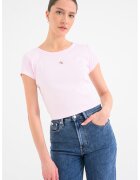 Calvin Klein Jeans Tricou crop cu croiala slim fit - Roz deschis
