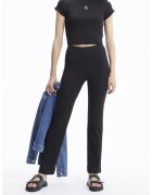 Calvin Klein Jeans Tricou crop slim fit cu aspect striat - Negru