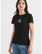 Calvin Klein Jeans Tricou cu decolteu la baza gatului si imprimeu cu monograma - Negru