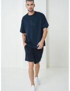 Calvin Klein Jeans Tricou cu decolteu la baza gatului si logo brodat - Albastru indigo