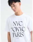 Calvin Klein Jeans Tricou cu decolteu la baza gatului si text - Alb/Negru