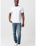 Calvin Klein Jeans Tricou de bumbac cu decolteu la baza gatului - Alb optic