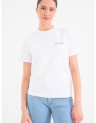 Calvin Klein Jeans Tricou de bumbac cu decolteu la baza gatului - Alb optic