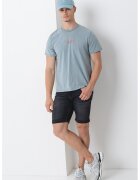 Calvin Klein Jeans Tricou de bumbac cu decolteu la baza gatului - Albastru prafuit/Portocaliu mandarina
