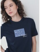 Calvin Klein Jeans Tricou de bumbac cu decolteu la baza gatului - Bleumarin