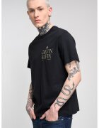 Calvin Klein Jeans Tricou de bumbac cu decolteu la baza gatului si logo - Auriu/Negru