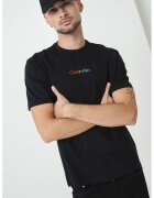 Calvin Klein Jeans Tricou de bumbac cu imprimeu logo - Negru/Portocaliu/Albastru