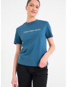 Calvin Klein Jeans Tricou de bumbac cu logo - Albastru petrol
