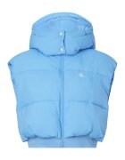 Calvin Klein Jeans Vesta crop cu vatelina si gluga detasabila - Albastru deschis