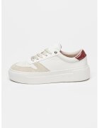 Calvin Klein Pantofi sport cu sireturi si insertii din piele intoarsa Ff Cupsole - Alb/Gri deschis/Violet pruna