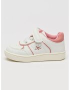 Calvin Klein Pantofi sport cu velcro si logo - Alb murdar/Roz