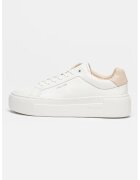 Calvin Klein Pantofi sport de piele cu platforma - Alb/Bej inchis