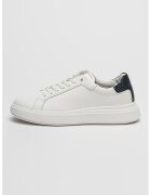 Calvin Klein Pantofi sport de piele cu segment tesut pe spate - Alb/Bleumarin