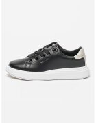 Calvin Klein Pantofi sport de piele cu sireturi - Negru/Argintiu