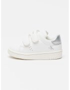 Calvin Klein Pantofi sport de piele ecologica cu velcro - Alb/Argintiu