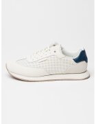 Calvin Klein Pantofi sport din piele cu design perforat - Gri deschis/Alb murdar/Bleumarin