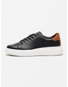 Calvin Klein Pantofi sport din piele cu garnituri din piele intoarsa - Negru/Caramiziu