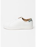 Calvin Klein Pantofi sport din piele cu sireturi - Alb optic/Gri inchis