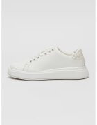 Calvin Klein Pantofi sport din piele si piele ecologica - Alb optic