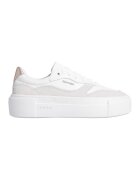 Calvin Klein Pantofi sport flatform cu garnituri de piele intoarsa - Alb