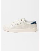 Calvin Klein Pantofi sport low-cut din piele - Alb fildes/Bleumarin