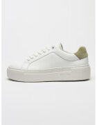 Calvin Klein Pantofi sport low-cut din piele - Alb optic/Verde sparanghel