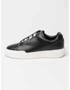 Calvin Klein Pantofi sport wedge din piele - Negru/Alb murdar