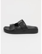 Calvin Klein Papuci din piele cu barete cu inchidere velcro - Negru